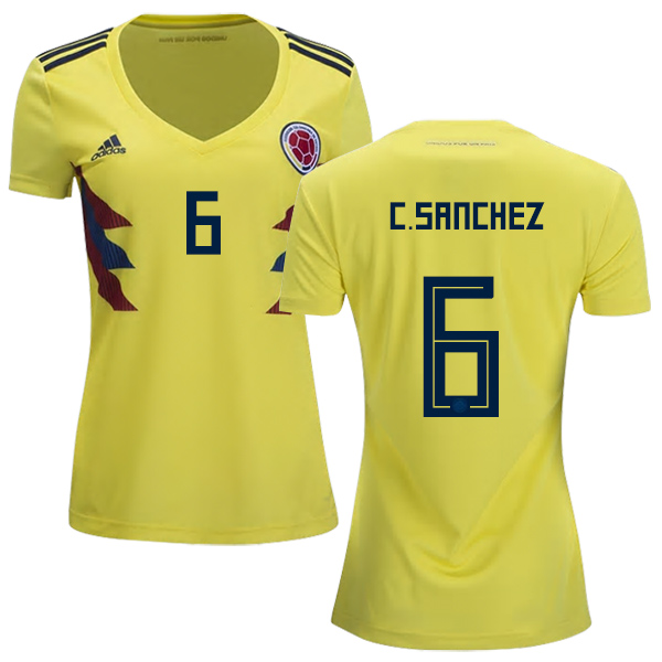 Women's Colombia #6 C.Sanchez Home Soccer Country Jersey - Click Image to Close